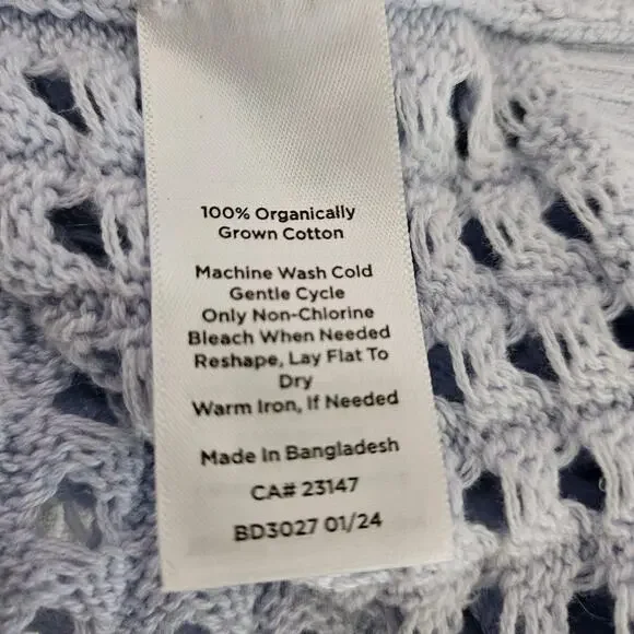 Haven Well Within Open Weave Cotton Sweater Knit Crewneck Light Blue Size L - Picture 7 of 9
